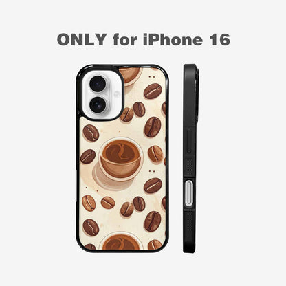 iPhone 16 Case — Coffee Cup And Bean Pattern Seamless, Custom Art Phone Cover