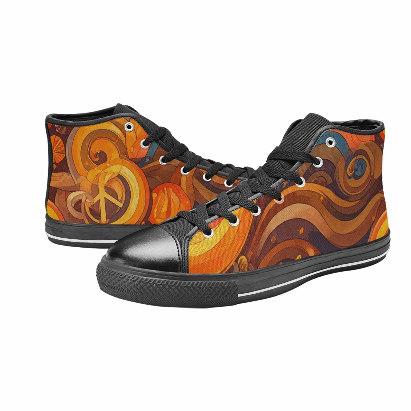 MEN'S Groovy 70S Peace High Top Canvas Dark Academia Custom Shoes