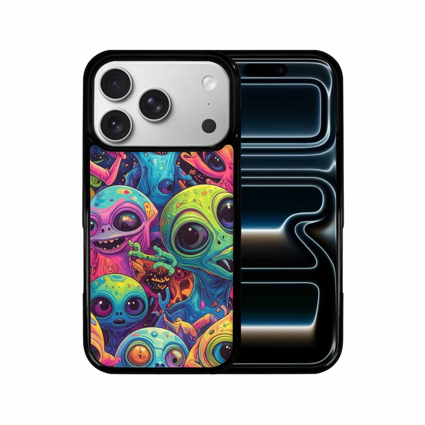 iPhone 17 Pro Case — Seamless Tileable Pattern Of Overlapping Alien, Custom Designed Case Cover