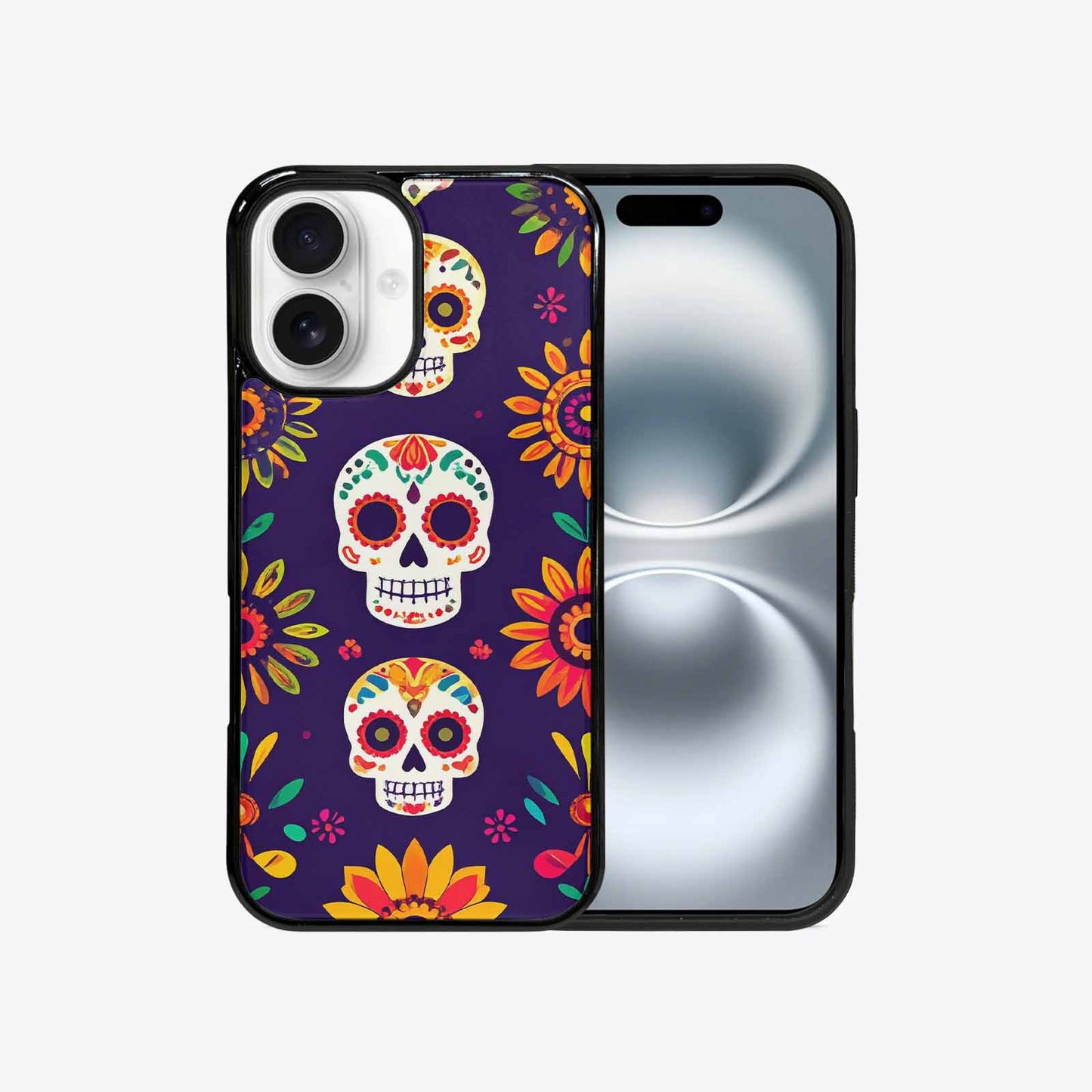 iPhone 16 Case — Sunflowers Hundreds Of Skulls Art Seamless, Custom Designed Case Cover