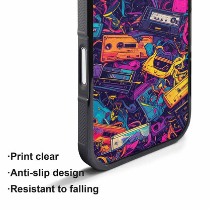 iPhone 17 Pro Max Case — Retro Cassette Tape Pattern Retro Vintage, Custom Print Case Cover