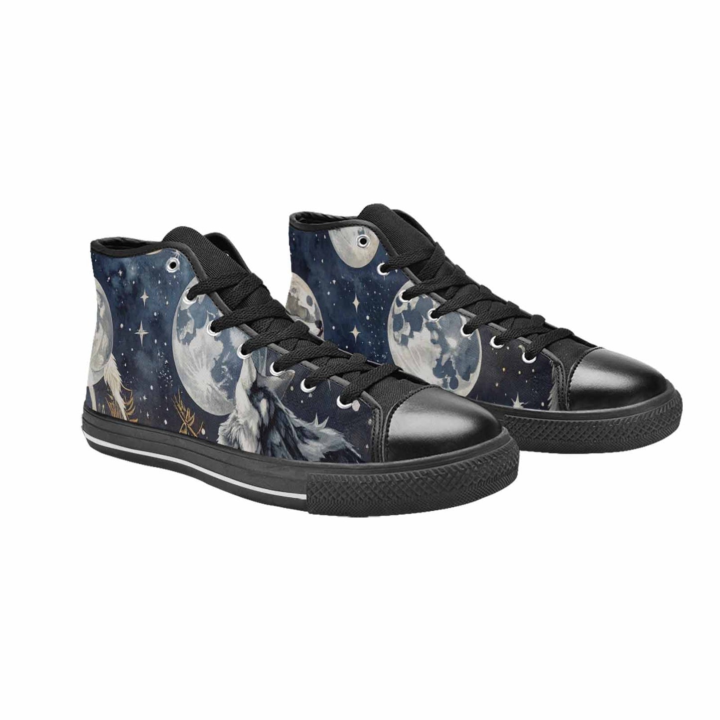MEN'S Wolf Silhouette Moon High Top Canvas Dark Academia Sneakers