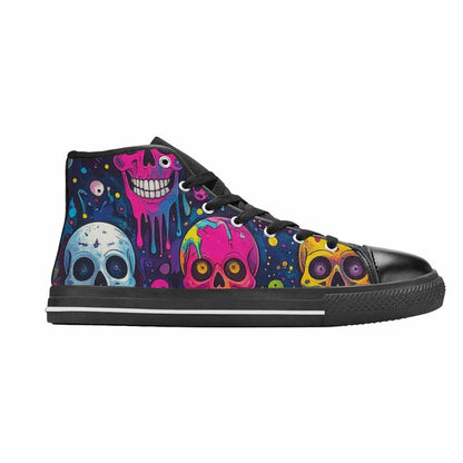 WOMEN'S Skeleton People Face High Top Canvas Surreal Custom Sneakers