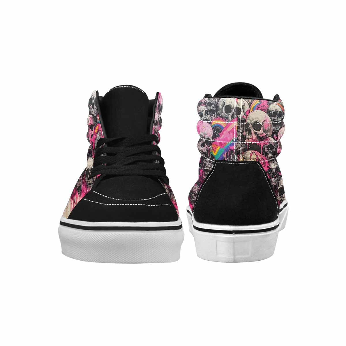 MEN'S Rainbow From Skull S High Top Canvas Grunge Custom Shoes