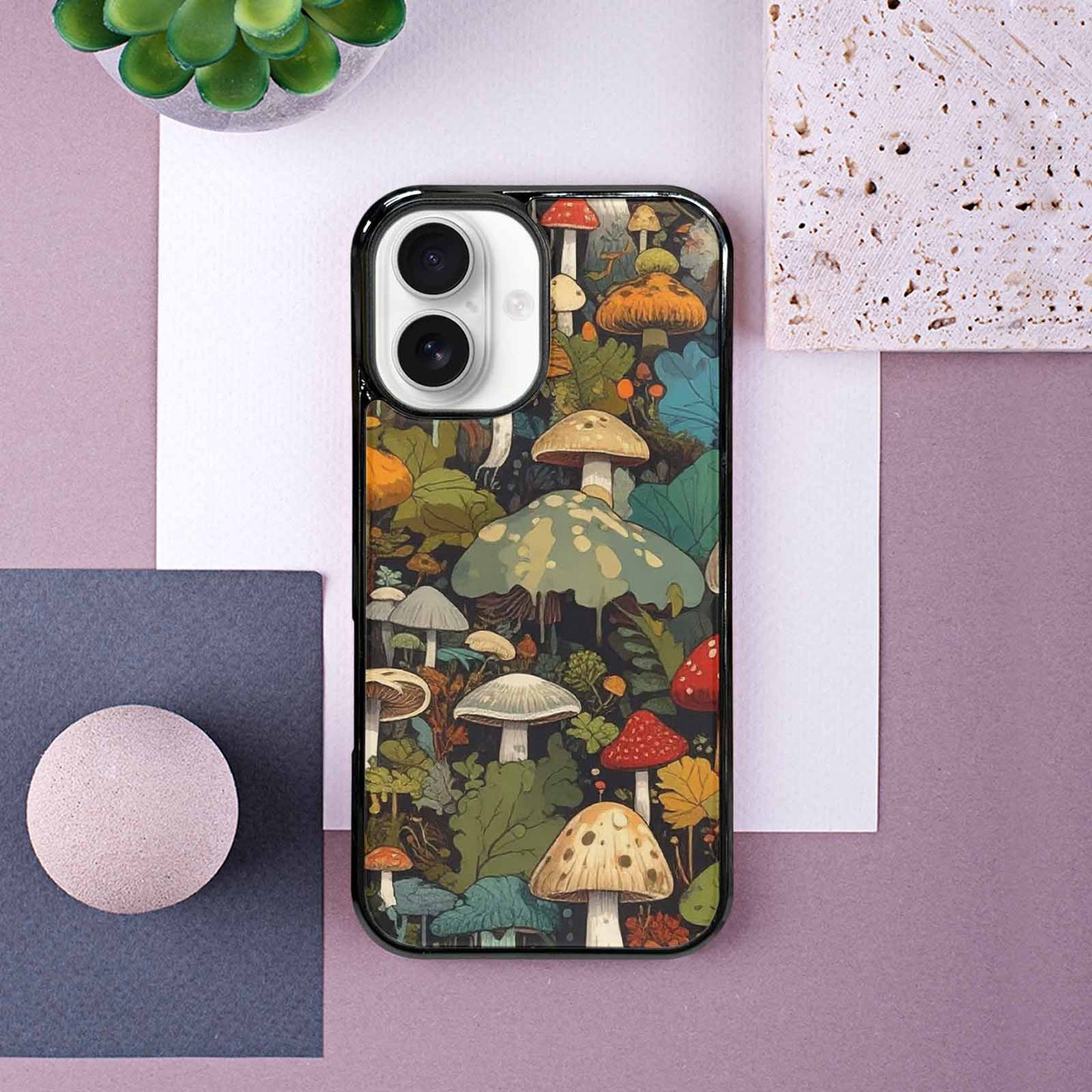 iPhone 16 Case — Mushrooms Camomushrooms Patter Bki Personalized Phone, Custom Designed Case Cover