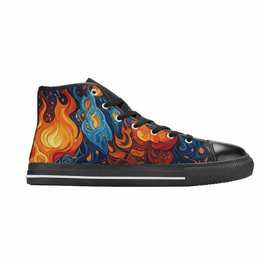 WOMEN'S Fire Flame High Top Canvas Dark Academia Sneakers