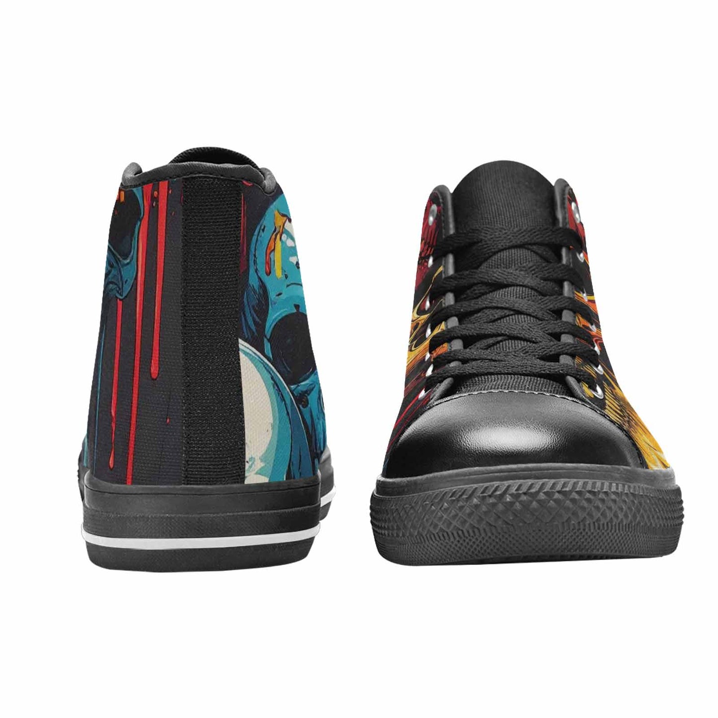 WOMEN'S Dripping Skulls Collage High Top Canvas Wallpaper Art Custom Shoes