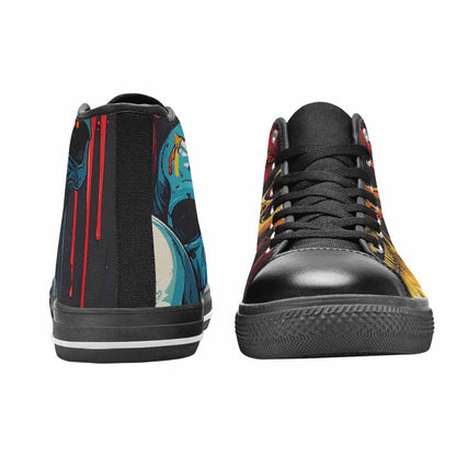 WOMEN'S Dripping Skulls Collage High Top Canvas Wallpaper Art Custom Shoes