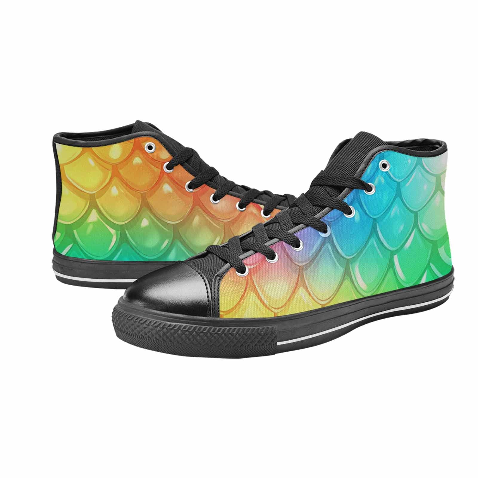 WOMEN'S Dark Snake Print High Top Canvas Cottagecore Custom Sneakers