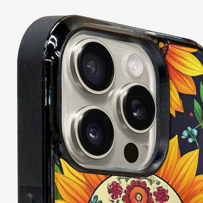 iPhone 16 Pro Case — Sunflowers And Skulls, Custom Printed Phone Case