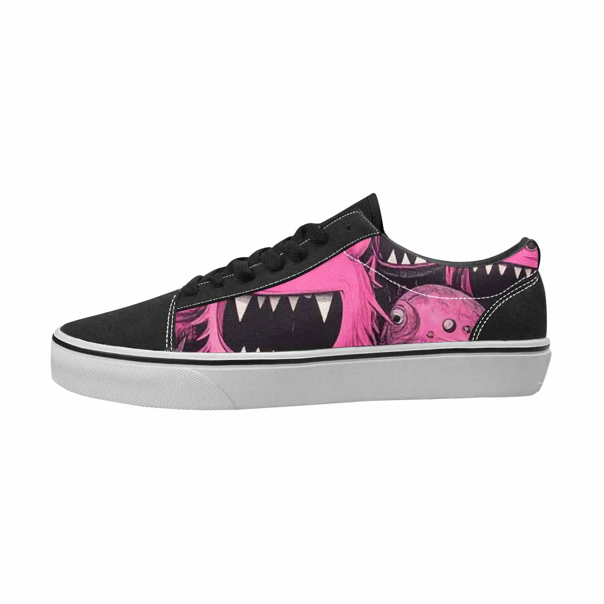 WOMEN'S Monsters Black & Pink Ink Canvas Made To Order Neon Fantasy Custom Shoes