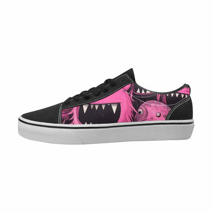 WOMEN'S Monsters Black & Pink Ink Canvas Made To Order Neon Fantasy Custom Shoes