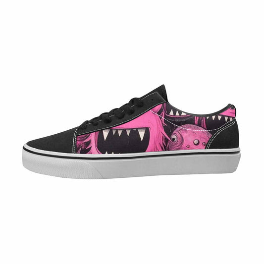 WOMEN'S Monsters Black & Pink Ink Canvas Made To Order Neon Fantasy Custom Shoes