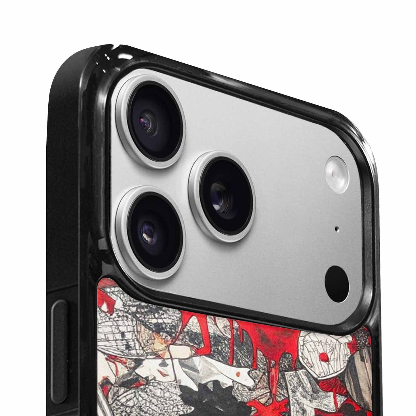 iPhone 17 Pro Max Case — Black &amp; Red Ink Camo, Custom Printed Phone Case