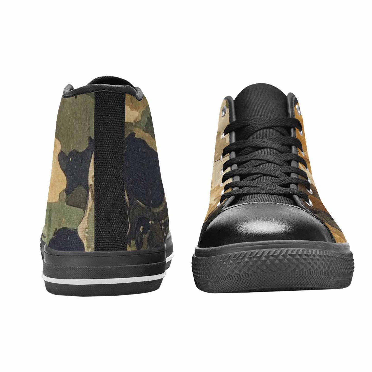 MEN'S Military Camo Skull High Top Canvas Grunge Custom Shoes