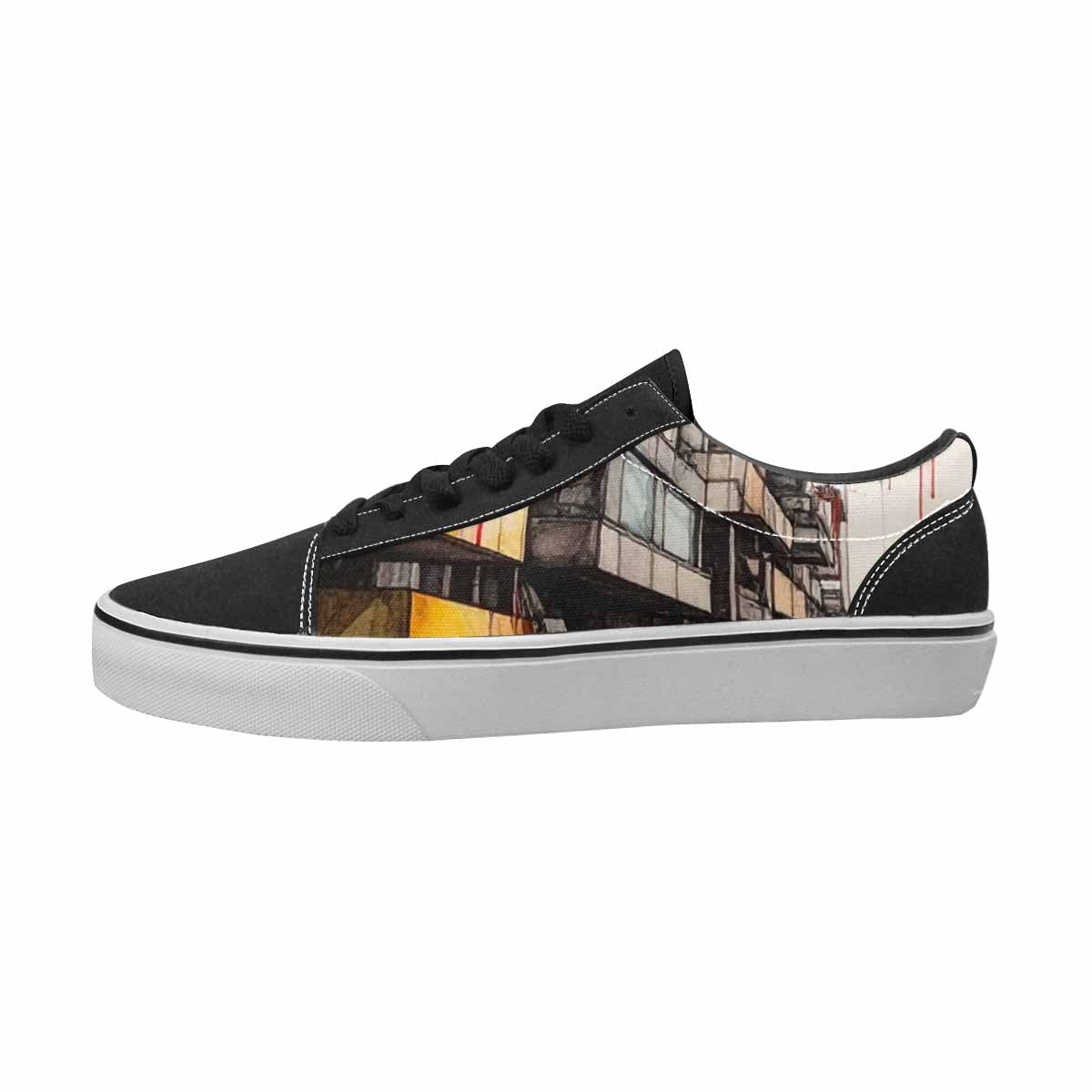 MEN'S Liminal Black & Red Ink Canvas Statement Wallpaper Art Custom Print Sneakers