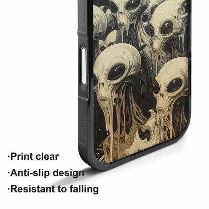 iPhone 17 Case — Melting Aliens Pattern Alien Scifi, Unique Phone Case Design