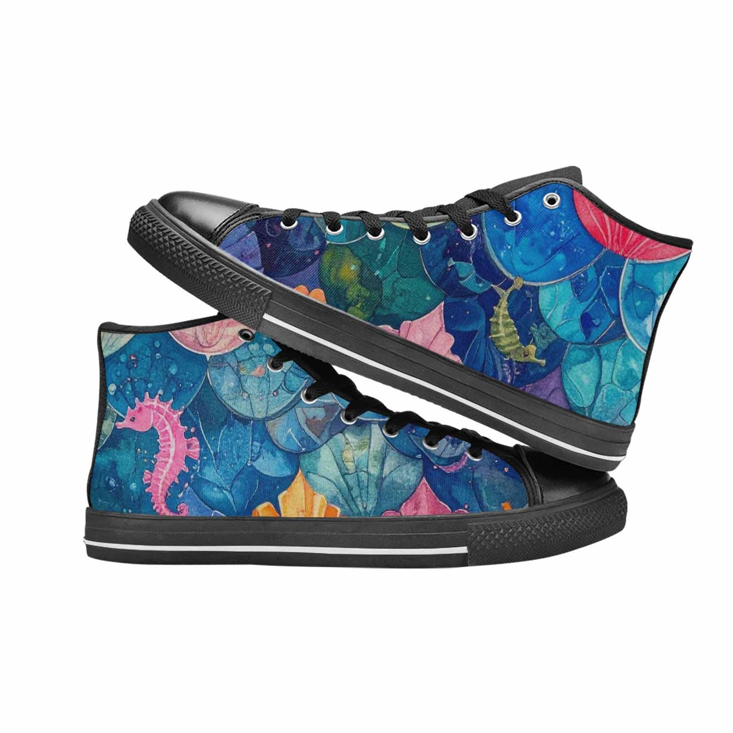 WOMEN'S Fish Scale Coral High Top Canvas Dreamcore Custom Shoes
