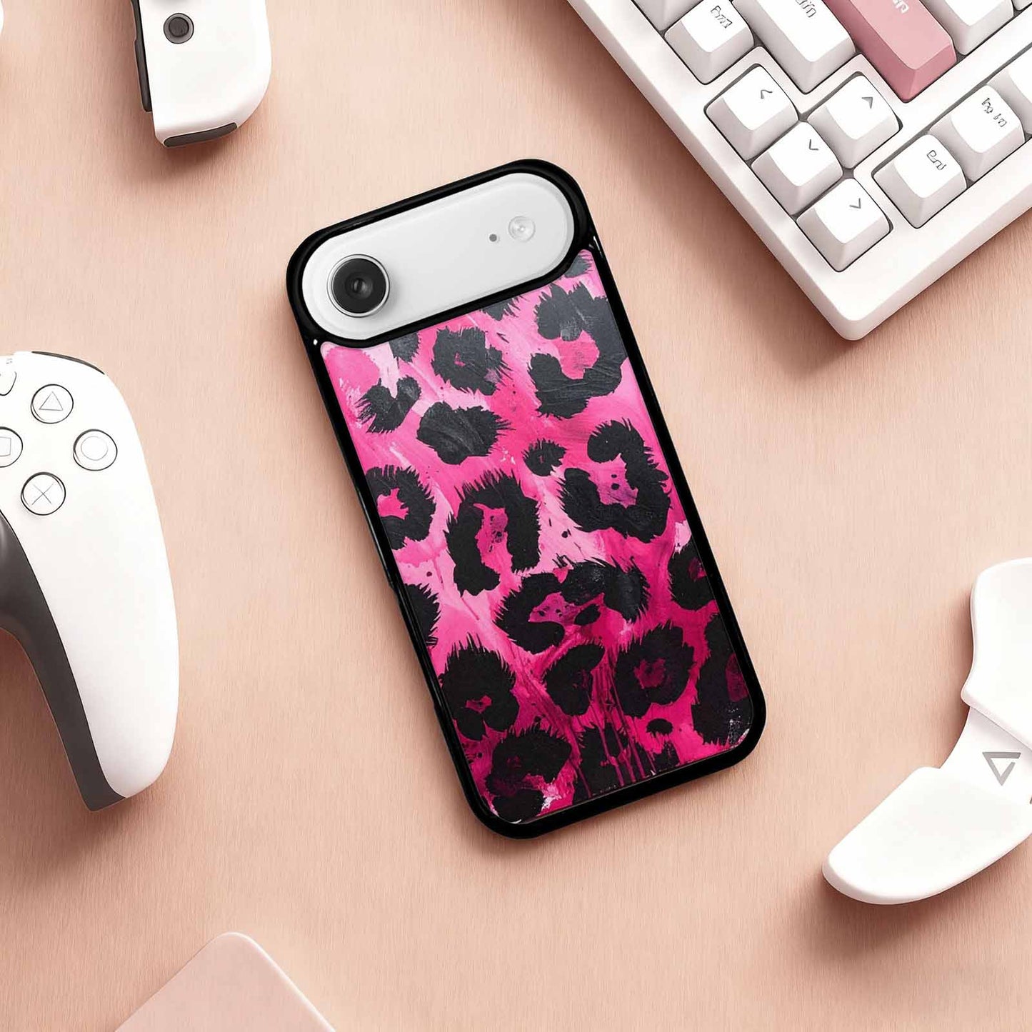 iPhone 17 Air Case — Black Pink Ink Animal Print Animal, Custom Printed Phone Case