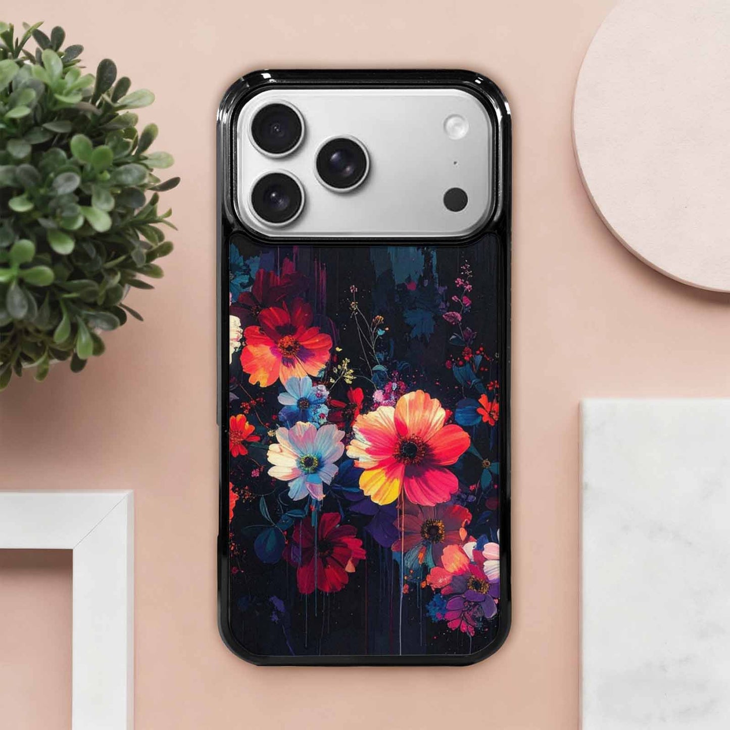 iPhone 17 Pro Max Case — Shadowy Glitch Floral Pattern Floral, Customized Protective Case