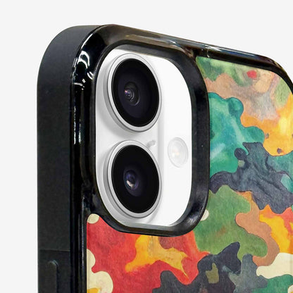 iPhone 16 Case — Camo Patches Full Color Vibrant Camo, Original Design Phone Case