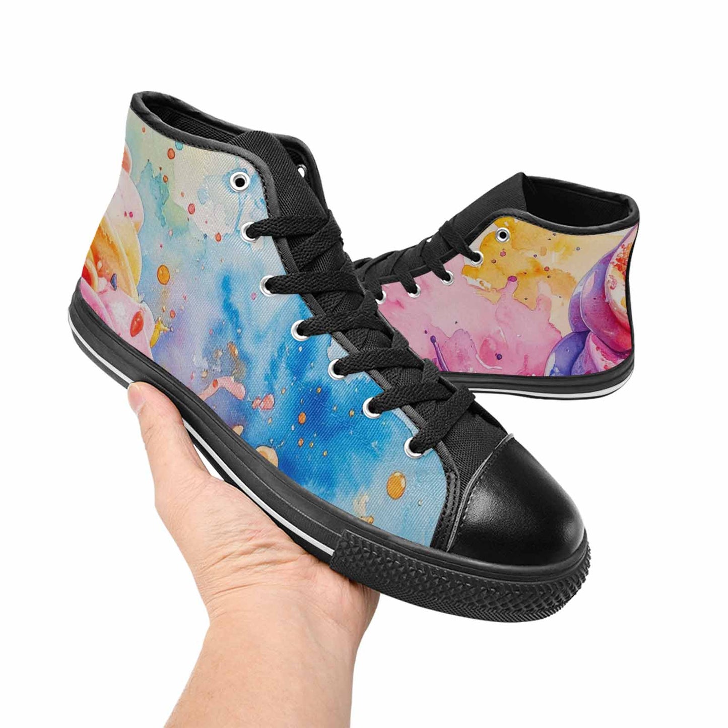 MEN'S Melting Icecream Collage High Top Canvas Vibrant Chaos Custom Sneakers