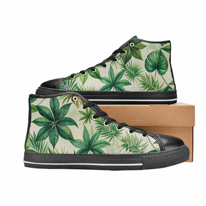 WOMEN'S Seven-Point Palmate Leaf High Top Canvas Vibrant Chaos Sneakers