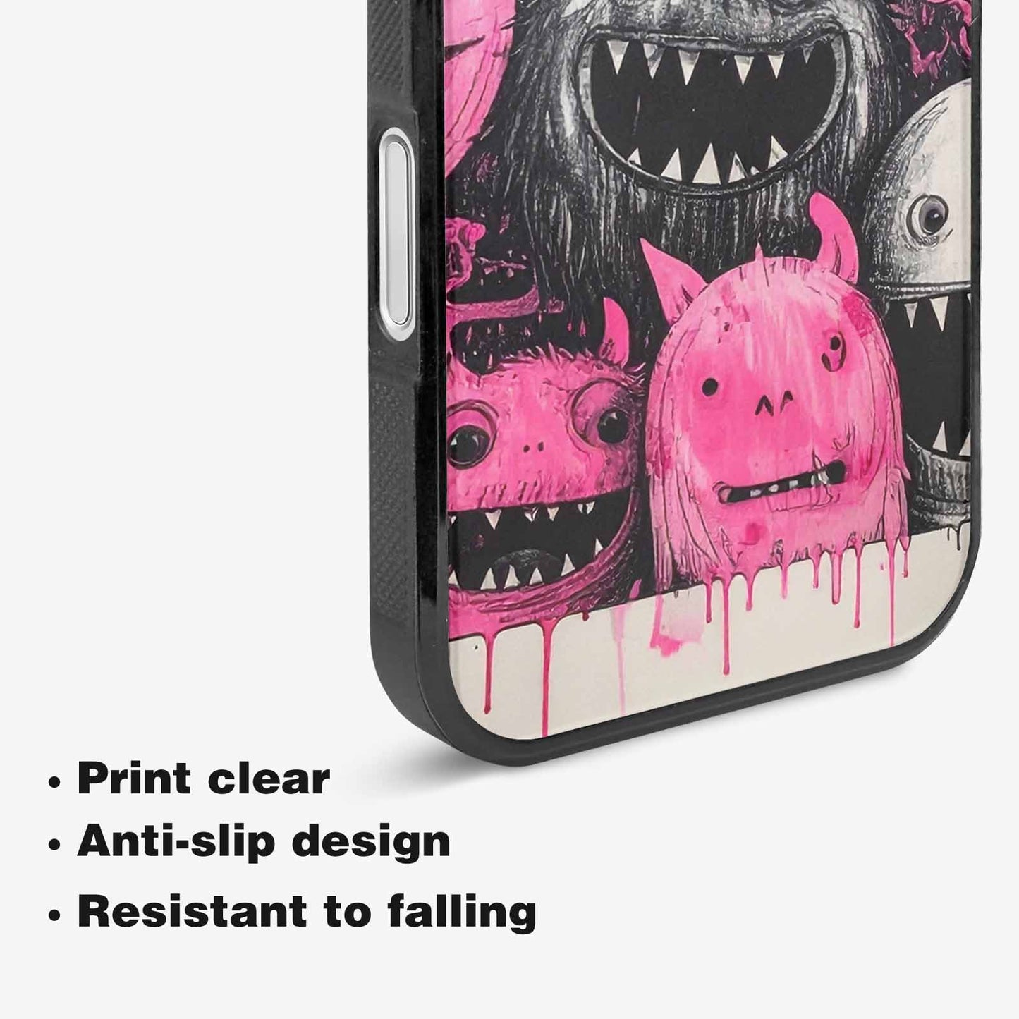 iPhone 16 Case — Monsters General Black Pink Ink Cartoon, Custom Made Phone Cover