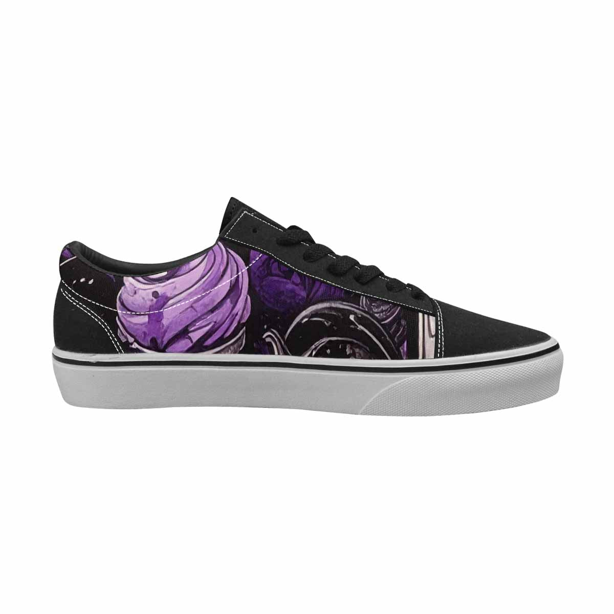 WOMEN'S Ice Cream Motif Lace-Up Canvas Surreal Custom Shoes