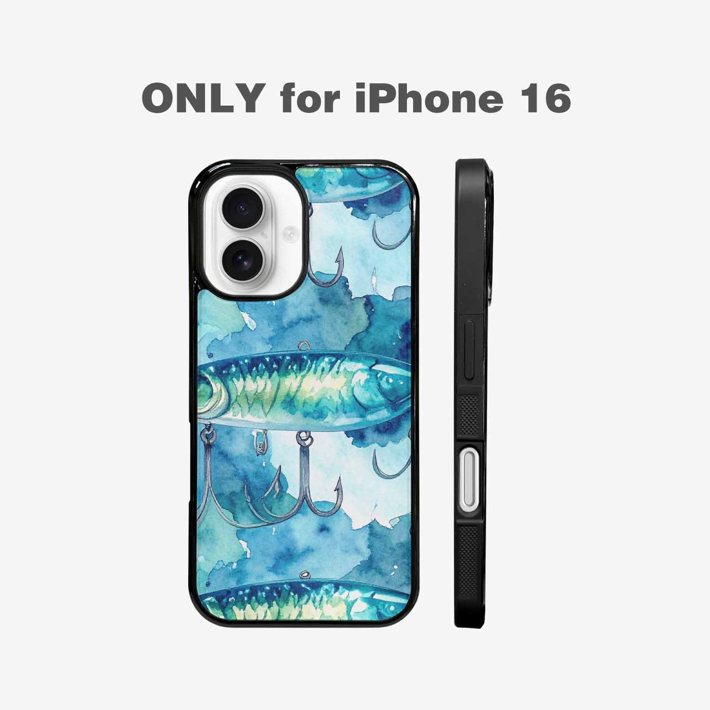 iPhone 16 Case — Fishing Lure And Hook Pattern Seamless, Original Design Phone Case
