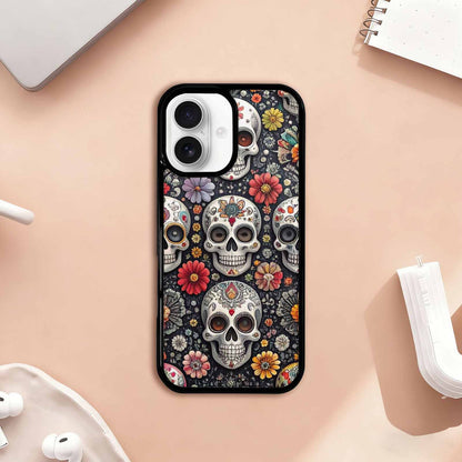 iPhone 17 Case — Greyscale Black And White Gothic Skulls, Unique Phone Case Design