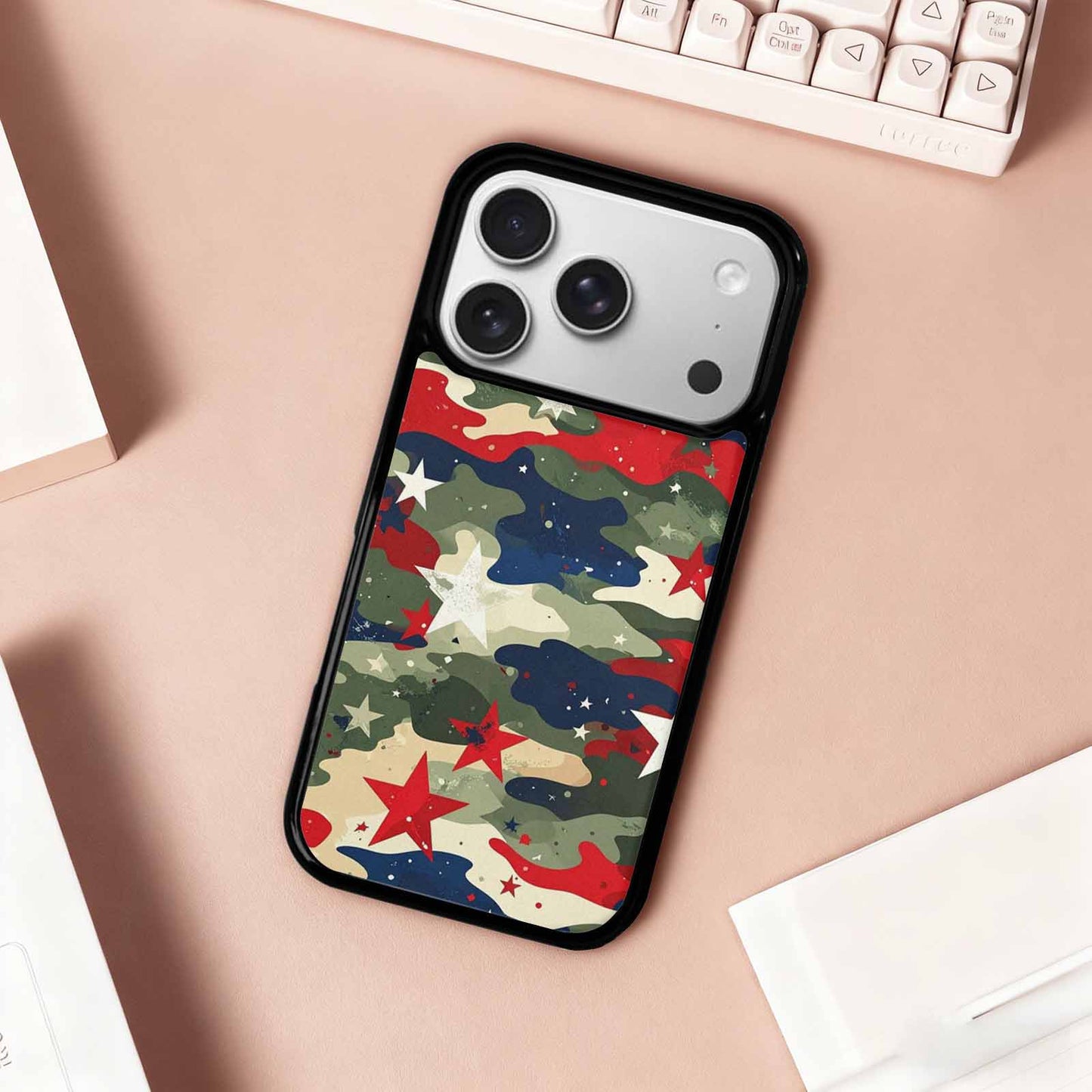 iPhone 17 Pro Case — Military Camo Blotch Texture Blended Galaxy, Customized Protective Case
