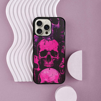 iPhone 16 Pro Max Case — Pink Purple Skeletons Neon Drip Melting, Custom Art Phone Cover