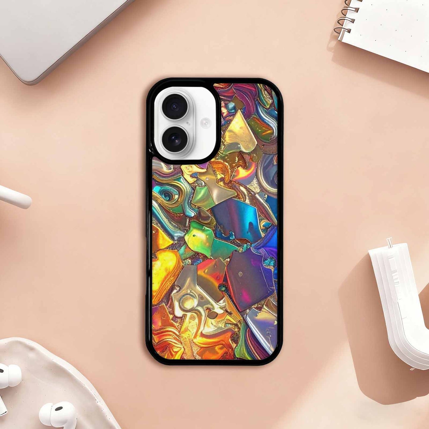 iPhone 17 Case — Holographic Iridescent Shimmer Pattern Original Art, Original Design Phone Case