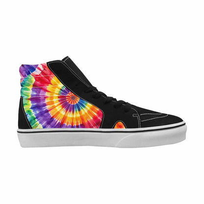 WOMEN'S Tie Dye Rainbow Spiral High Top Canvas Dark Academia Custom Shoes