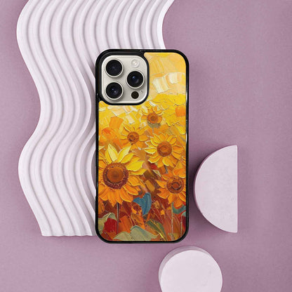 iPhone 16 Pro Max Case — Impressionist Sunflower Brushstroke Pattern Hundreds Of, Customized Protective Case