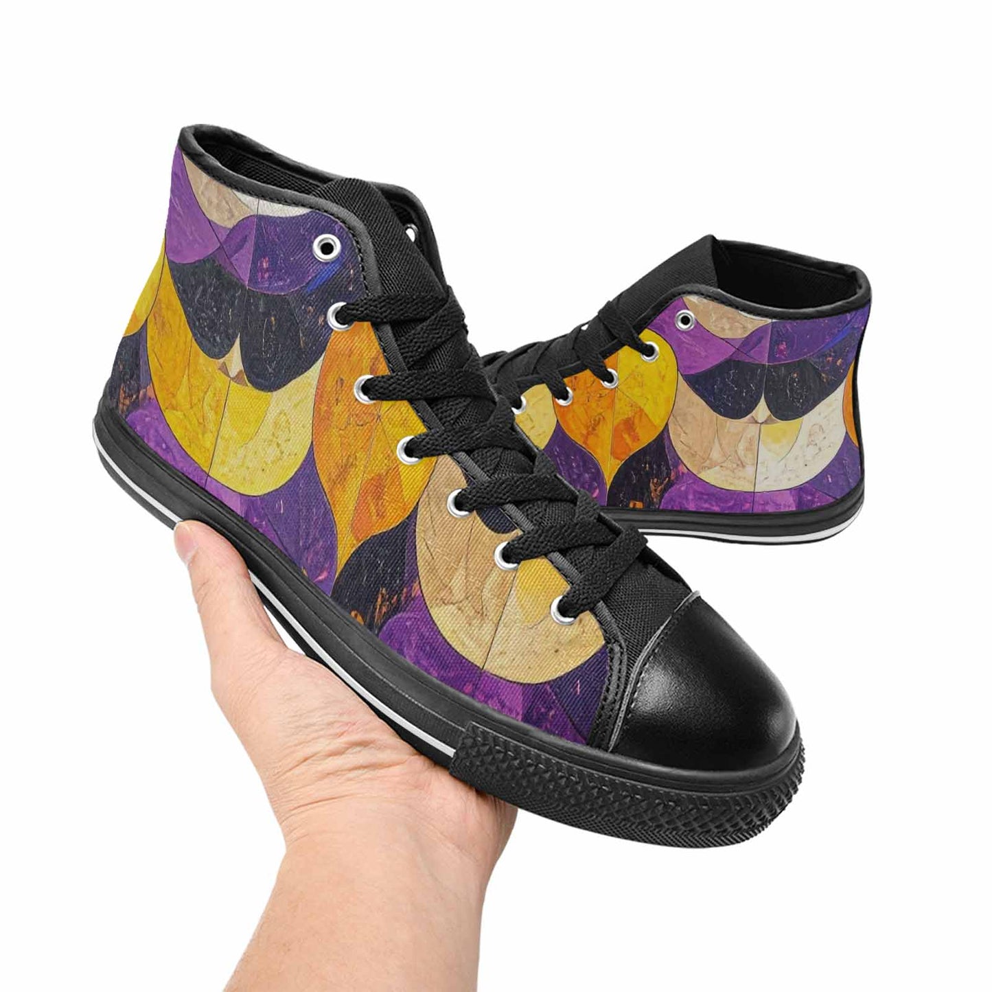 MEN'S Nonbinary Flag Color High Top Canvas Vivid Custom Sneakers