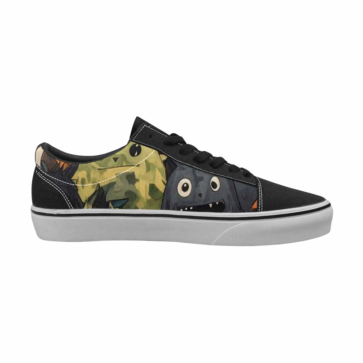 WOMEN'S Monsters  Camo Monsters Lace-Up Canvas Neon Fantasy Shoes