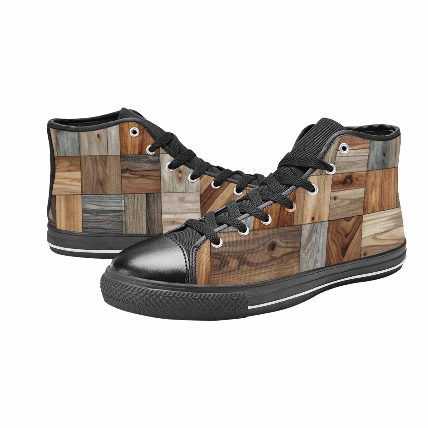 MEN'S Wood Grain Texture High Top Canvas Vivid Custom Shoes