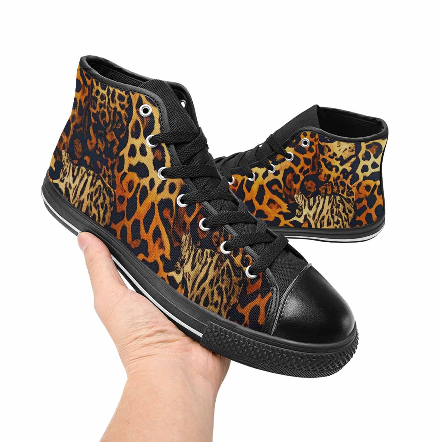 MEN'S Animal Print High Top Canvas Wallpaper Art Shoes