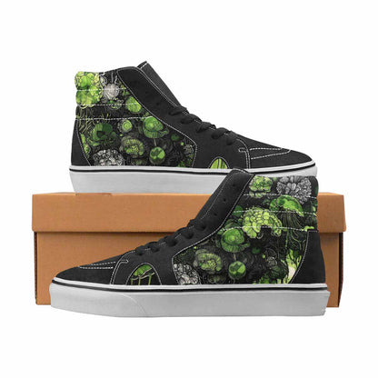 WOMEN'S Sea Creatures Black & Green Ink High Top Canvas Graphic Print Vivid Custom Canvas Shoes
