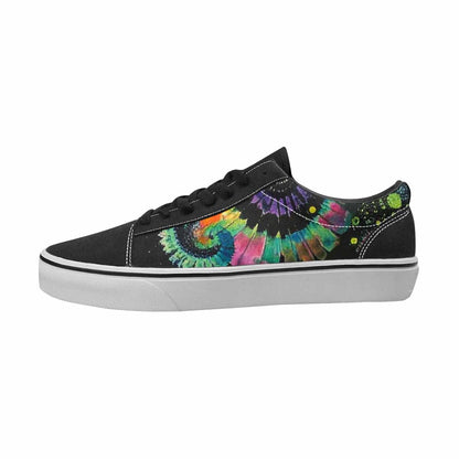 WOMEN'S Tie Dye Black & Green Ink Canvas Statement Vibrant Chaos Shoes