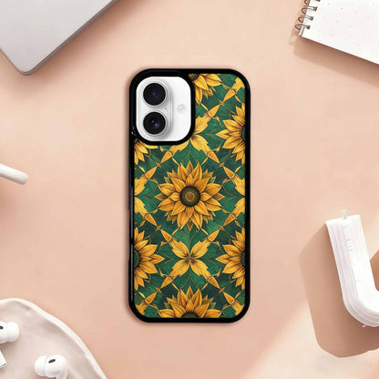 iPhone 17 Case — Sunflower Motifs Arranged In Floral, Custom Designed Case Cover