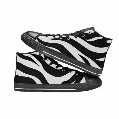MEN'S Zebra Print Black White High Top Canvas Y2K Custom Shoes