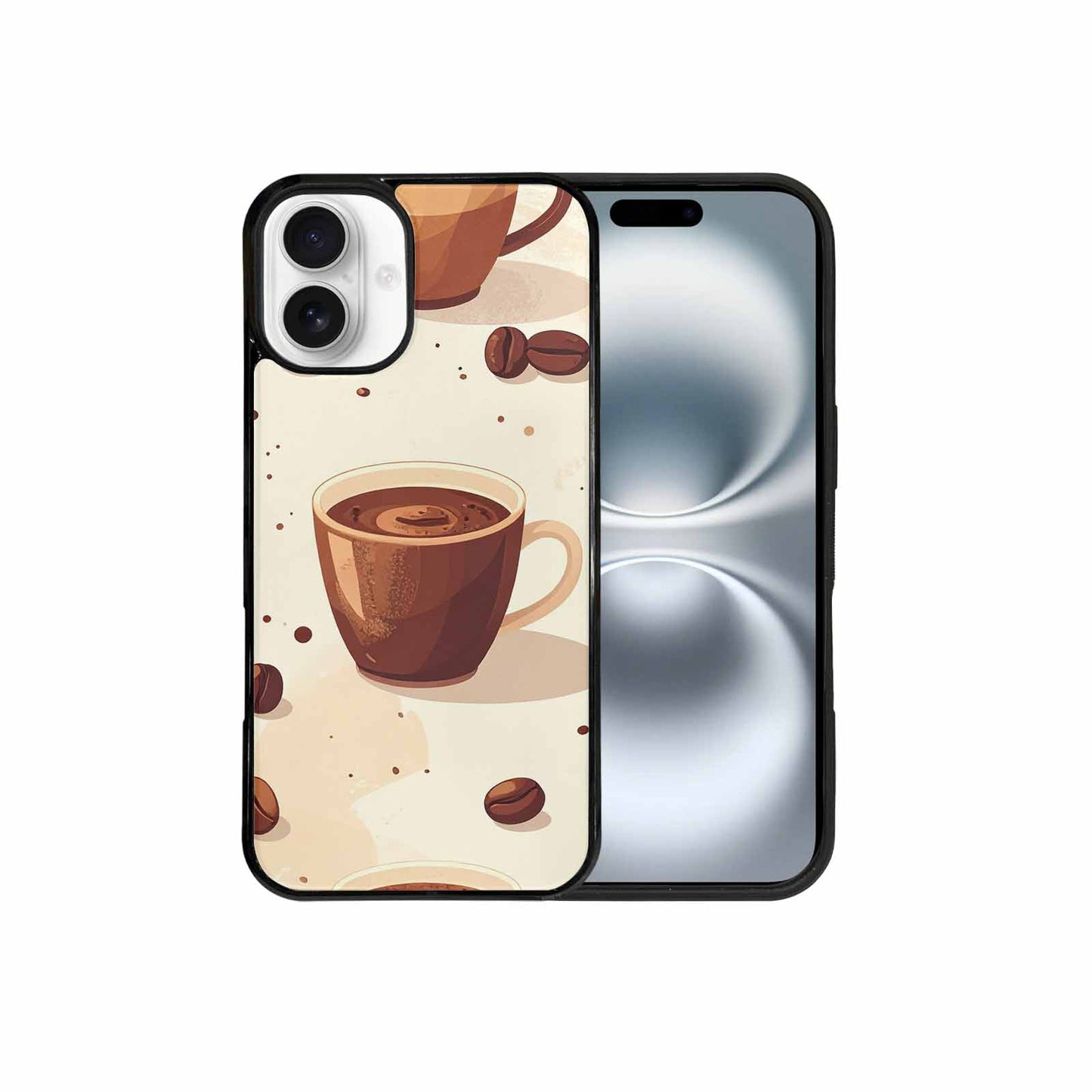 iPhone 16 Plus Case — Coffee Cup And Bean Pattern Seamless, Custom Phone Case