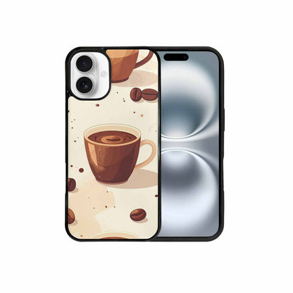 iPhone 16 Plus Case — Coffee Cup And Bean Pattern Seamless, Custom Phone Case