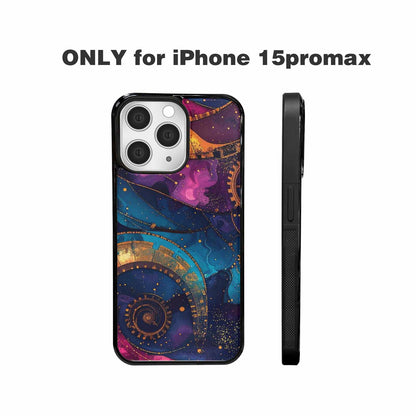iPhone 15 Pro Max Case — Steampunk Galaxy Art Seamless Pattern Vibrant, Custom Made Phone Cover