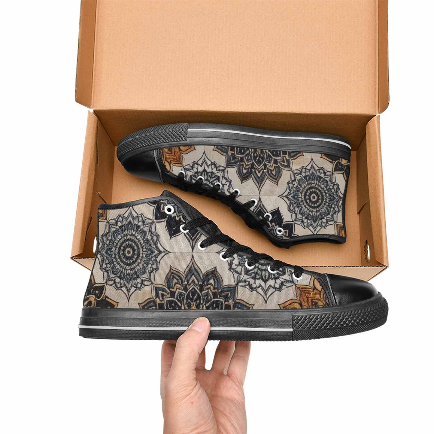 MEN'S Mandala High Top Canvas Dark Academia Custom Shoes