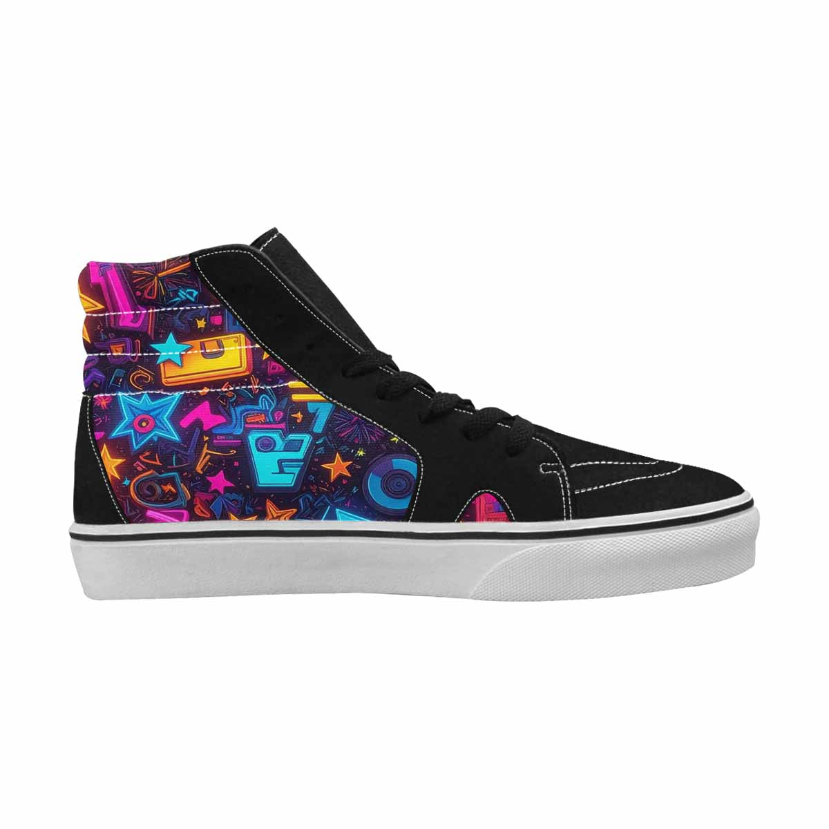 MEN'S 80s Retro Motif High Top Canvas Grunge Custom Shoes