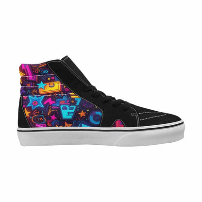 MEN'S 80s Retro Motif High Top Canvas Grunge Custom Shoes